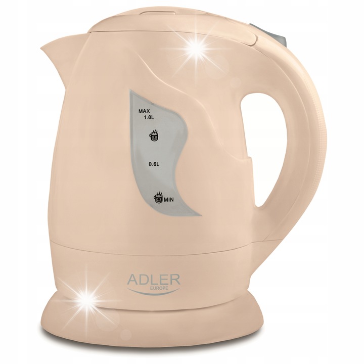 Fierbator electric Adler AD 08, 1L, 850W, cu filtru anticalcar, bej/maro