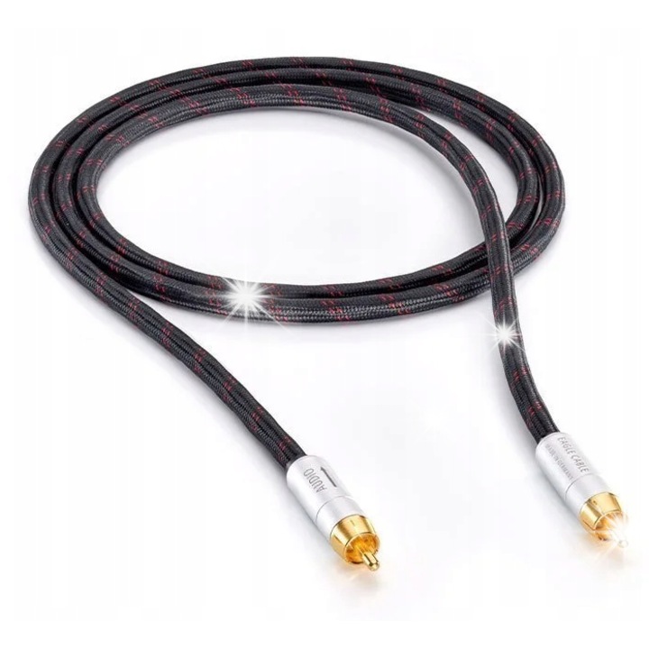 Кабел за субуфер RCA 5m Eagle Cable, симетричен, с медна жица, 6,5 мм, с позлатени конектори