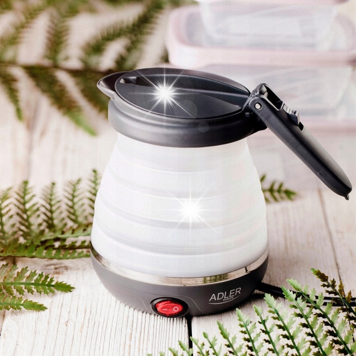 Fierbator electric turistic Adler AD 1279, 0,6L, 750W, pliabil, negru