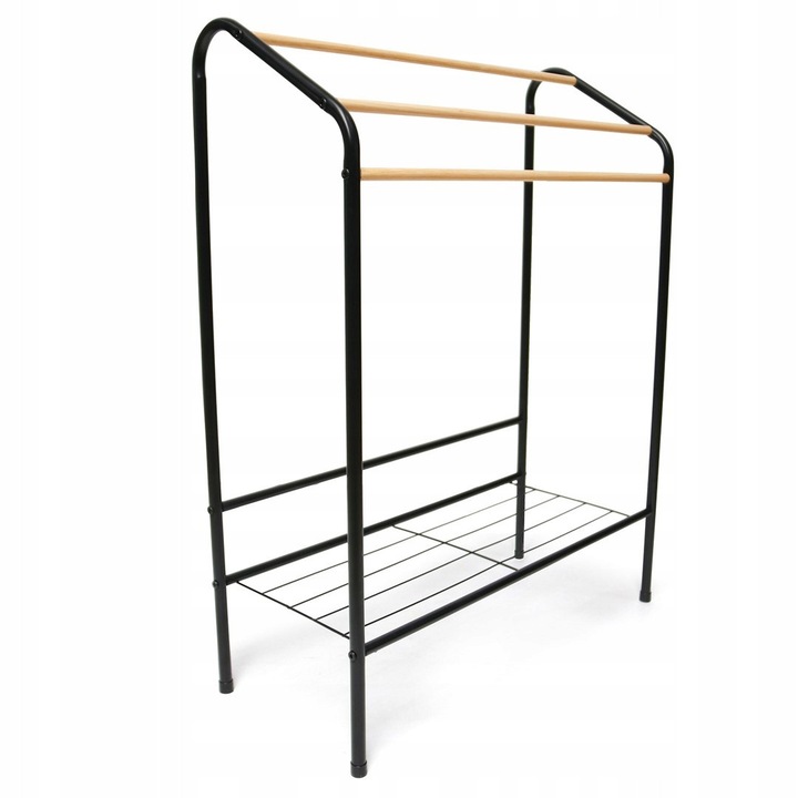 Suport pentru prosoape, HOMEDE, ZELN, negru, 60x28,2x83 cm