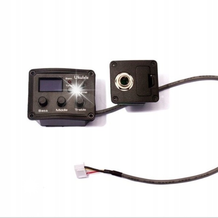 Aktív hangszedő ukuleléhez tunerrel, Kera Audio, fekete, 50x40x31mm