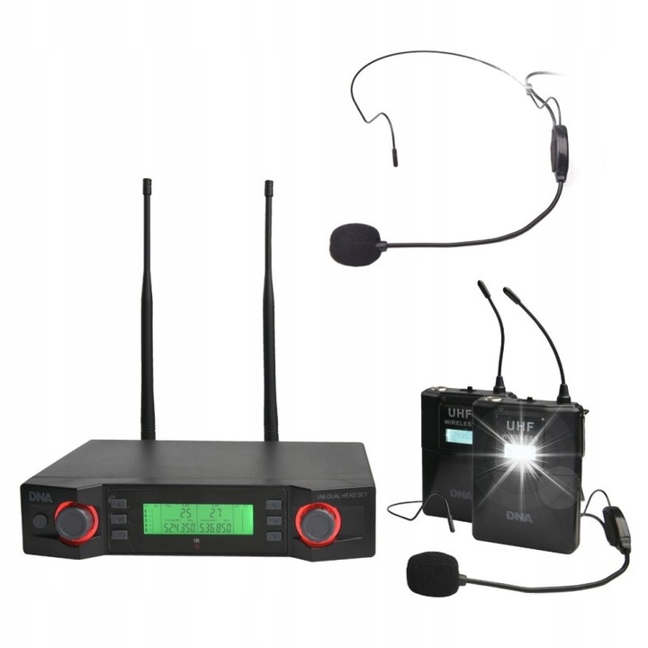 Set microfoane wireless DNA VM Dual Head, 2 transmitatori, UHF, 518-542MHz
