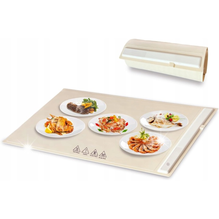 Електрическа гастронорм тава с регулируема температура, 44 см, за затопляне и размразяване, преносима, от нано силикон