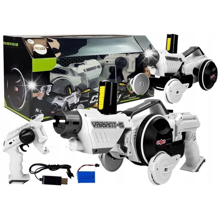 Пистолет играчка, LEAN TOYS, 50x18x20см, Бял/Черен