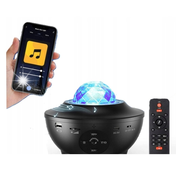 Детска нощна лампа, Звезден проектор, с високоговорител, лазер, за деца