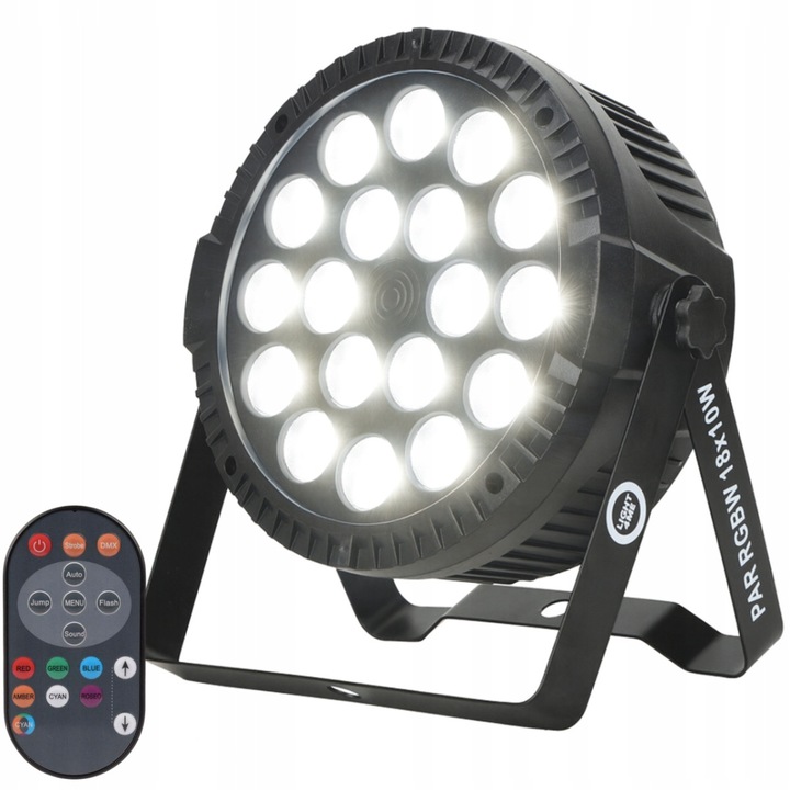 Reflektor Light4Me Par RGBW 18x10W, 18 LED, DMX vezérlés, fekete, 20x8x19cm