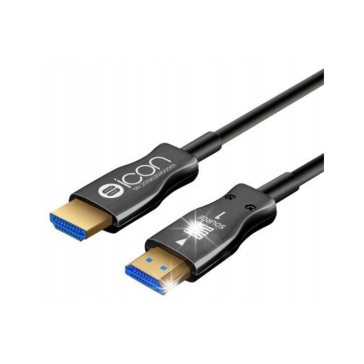 Cabluri HDMI 4K, ICON, activ, 18Gbps, 8m, negru