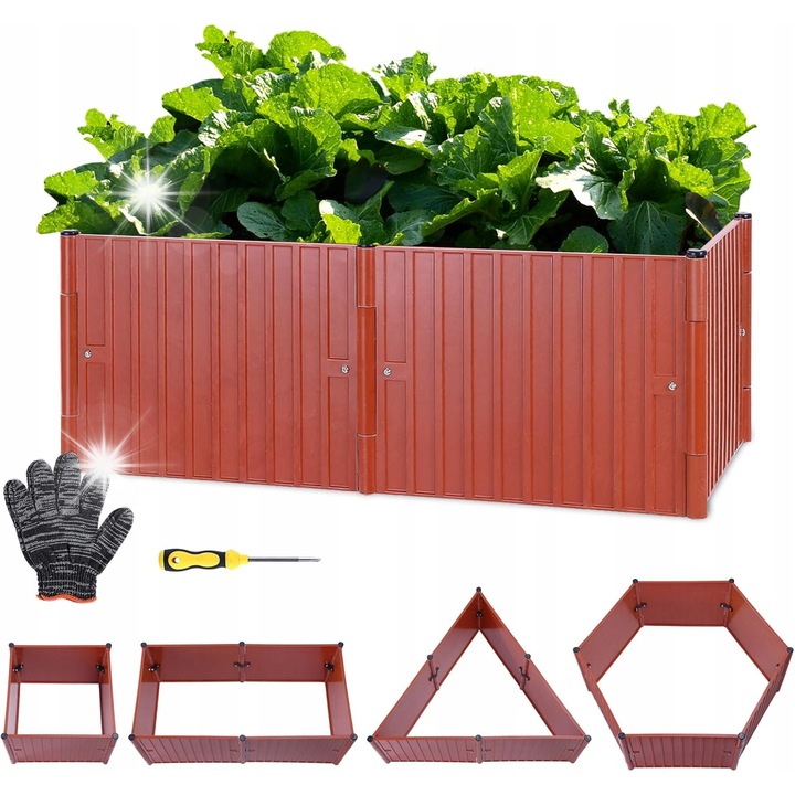 Ghiveci ridicat pentru legume DIY, 6 panouri, 35x25cm, design creativ, material rezistent