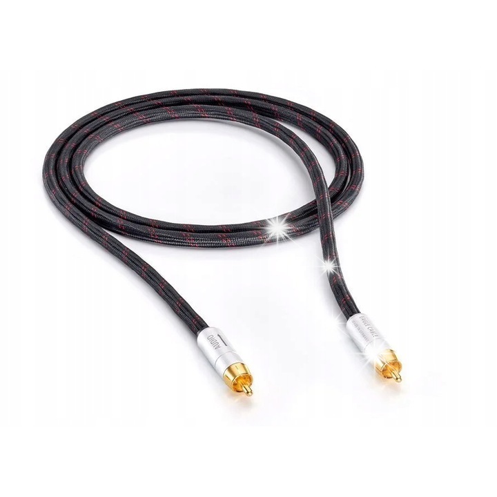 Кабел RCA 2xRCA Eagle Cable High End Deluxe 1m, 75 ома, 8мм, метален
