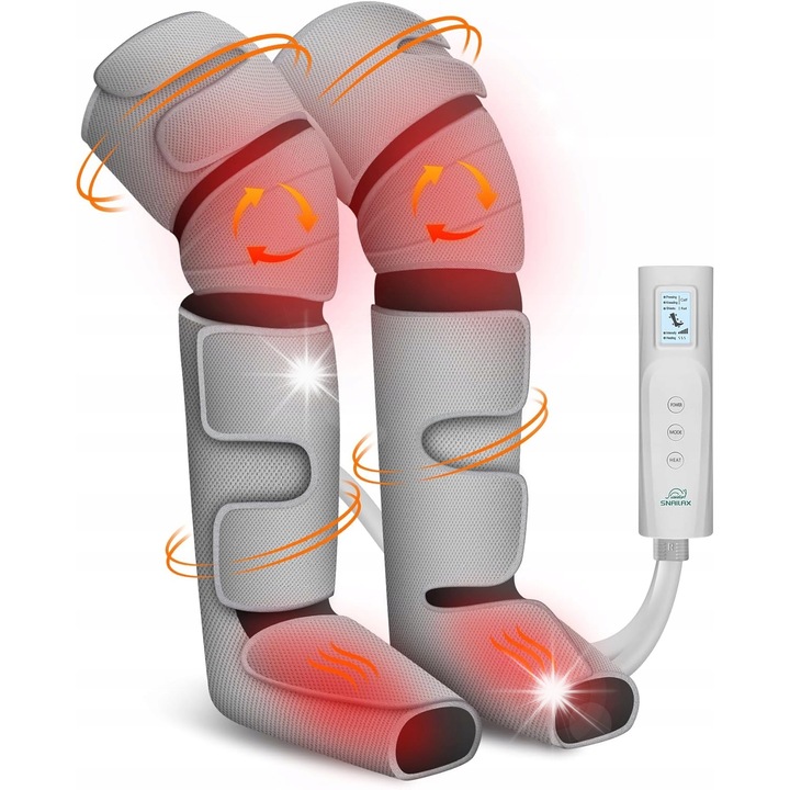 Масажор за крака Snailax, 4D, компресия, топлина, сив, комплект