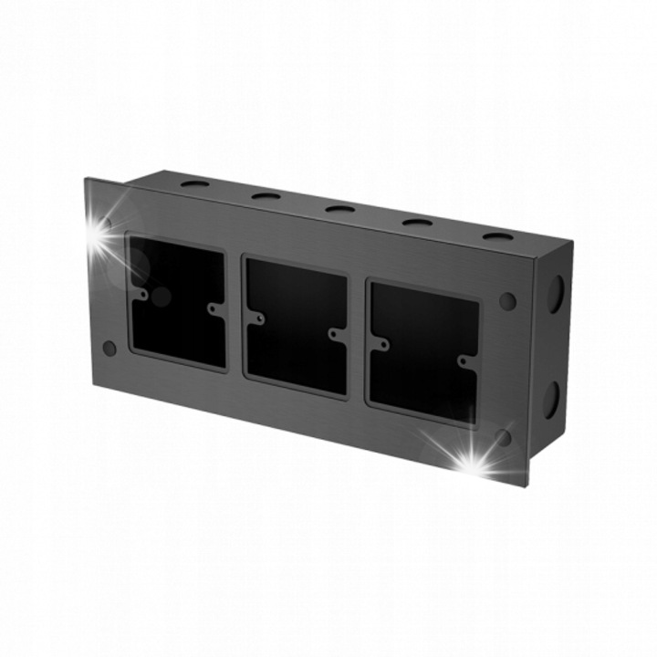 Puszka montaj Roxtone WBP030, 3 panouri, neagra, 346x146x75.7mm