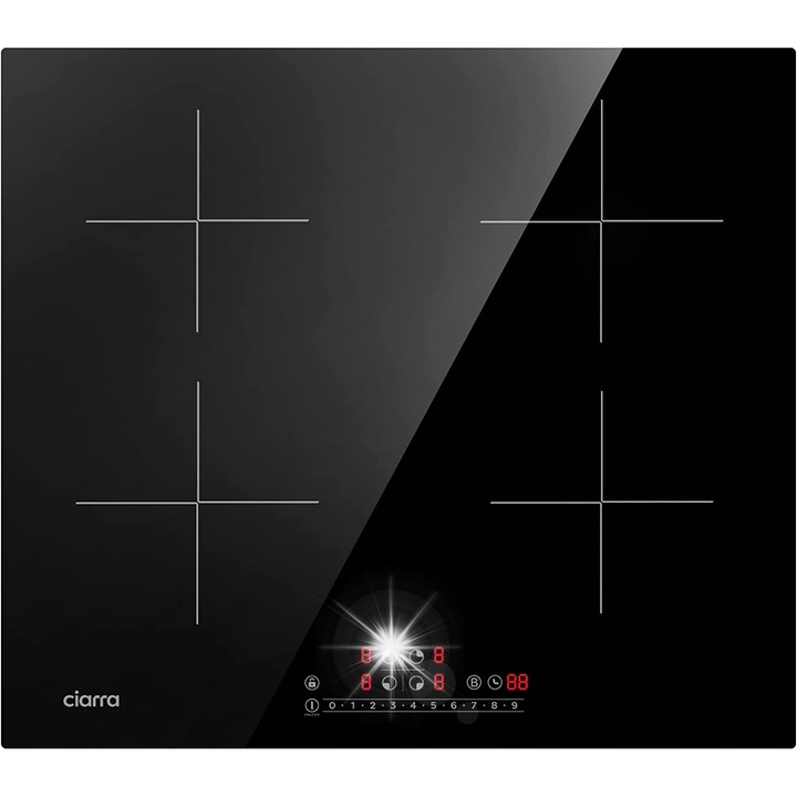 COOKNANO elektromos főzőlap, 2 zónás, 3600 W, 20 beállítás, gyermekbarát, hordozható