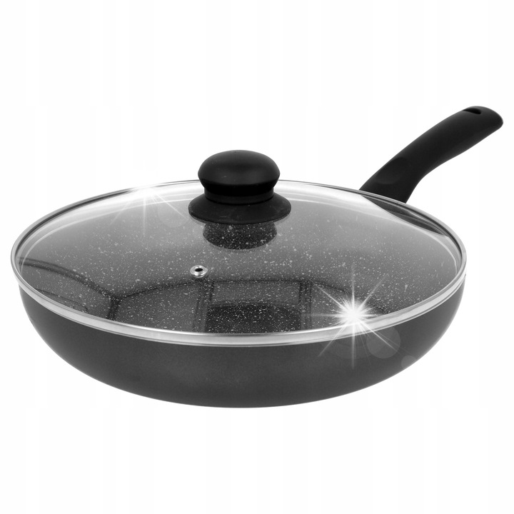 Brunbeste 30cm-es serpenyő, márvány, fekete, fedővel, minden típusú tűzhelyhez