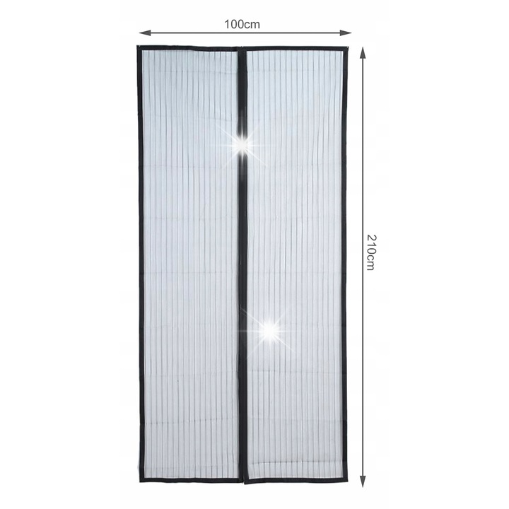 Plasa pentru usi, Malatec, 100x210cm, neagra, montare usoara, set cu ripsuri si pini