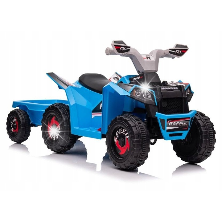Quad electric Lean Toys XMX630T, albastru, 2 viteze, cu remorca, 106x41x48cm