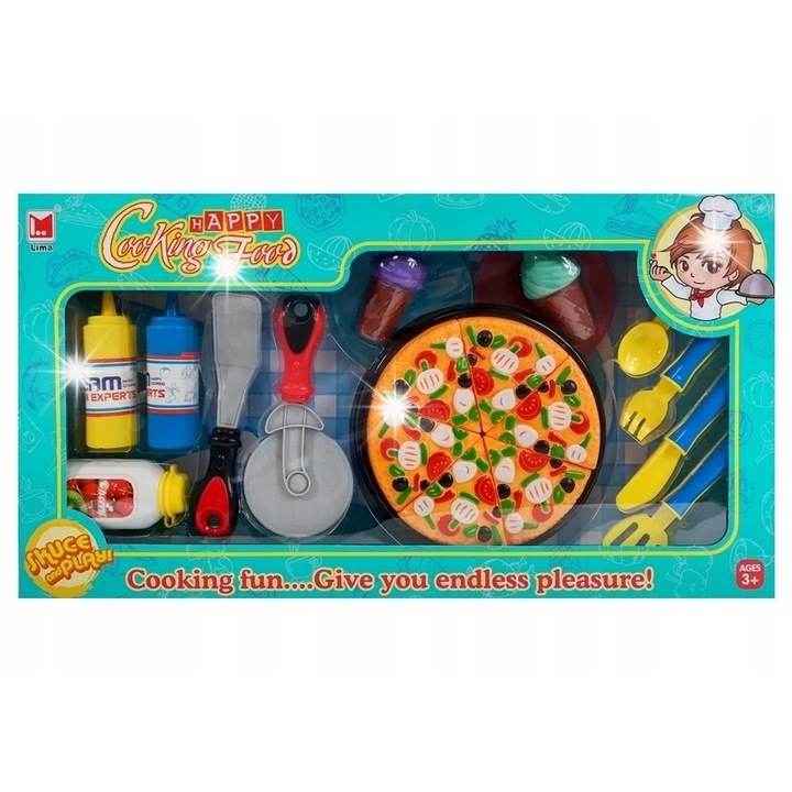 Set Pizza si Inghetata, Lean Toys, cu 20 Elemente, 53x28x5cm, Multicolor