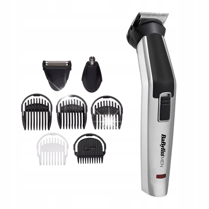 Trimmer multifunctional BaByliss MT726E, 8 in 1, taiere precisa, titaniu, 60 min autonomie, etui de depozitare