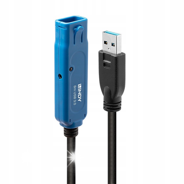 Cablu prelungitor USB 3.0, Lindy, 10m, negru/albastru