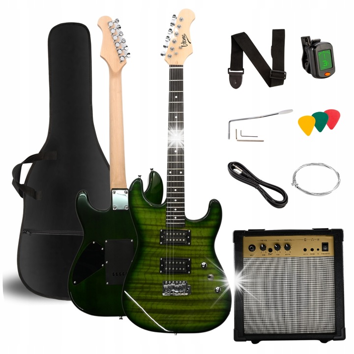 Set chitara electrica V-Tone EGW 39 Stratocaster 4/4, 2 humbucker, 39", multicolor