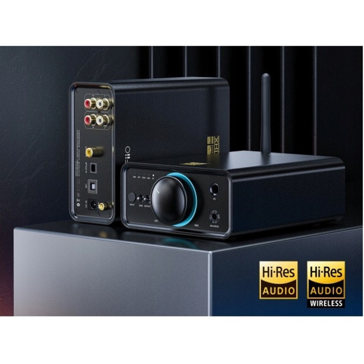 Amplificator FiiO K7 BT cu DAC, Bluetooth, 2 niveluri de amplificare, 12V/24W