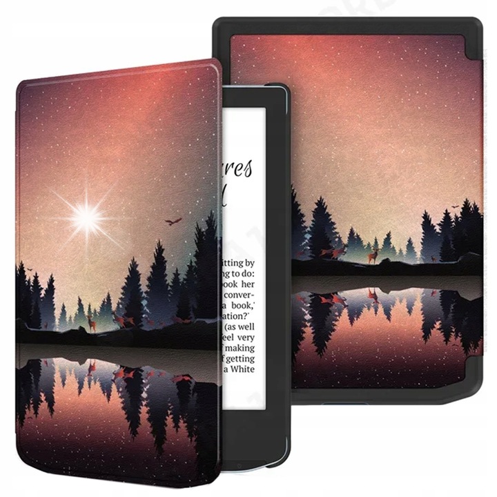 Grafikus tok PocketBook Verse/Verse Pro 629 634 készülékhez, többszínű, műanyag, automatikus ébresztés/alvás funkcióval