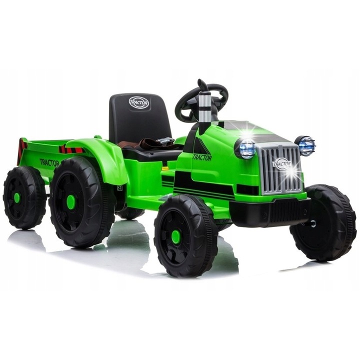 Tractor electric cu remorca CH9959, verde, 2 viteze, 148x66x59cm, pentru copii peste 3 ani