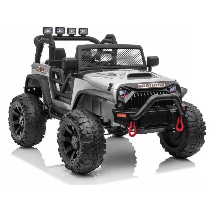 Masinuta electrica Jeep JC666, 2x200W, 3 viteze, argintie, 123x88x80cm