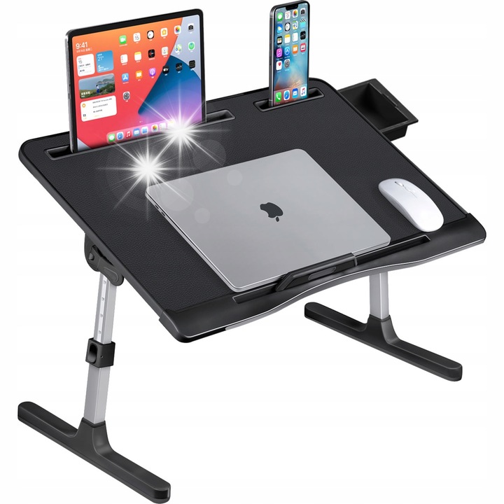 Masuta pentru laptop, Mozos Game-SL2, 60x40cm, reglabil, pliabil, pentru laptop, 5 niveluri de inaltime, design modern