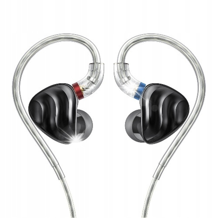 Casti in-ear FiiO FH3, hibrid 3-drive (driver dinamic placat cu beriliu + 2 Knowles BA), MMCX, cablu detasabil 1,2 m, Hi-Res Audio, negru