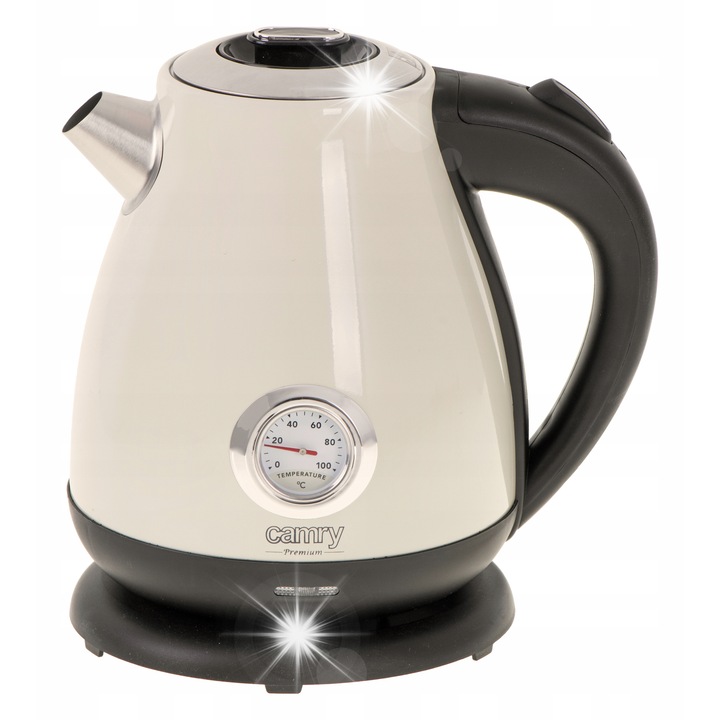 Fierbator electric Camry cu termometru, 1,7L, crem, 21.5x23.0x16.0cm