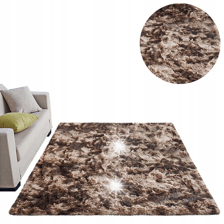Килим Shaggy Strado Ombre 300x400cm, Кафе, противоплъзгащ, 3,5см дебелина, комплект