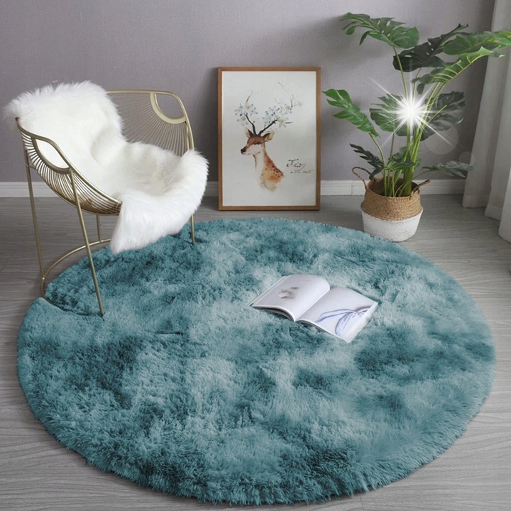 Okraglet Shaggy Ombre Navy szőnyeg, 160 cm, 3,5 cm vastagság, szett