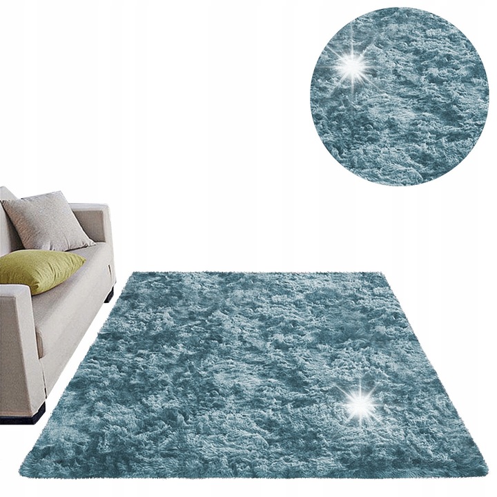 Килим Shaggy Strado Ombre Navy 200x250cm, противоплъзгащ, мек