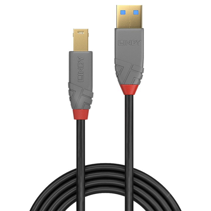 Kabel USB 3.0 A-B Lindy, 5m, SuperSpeed, pentru imprimante