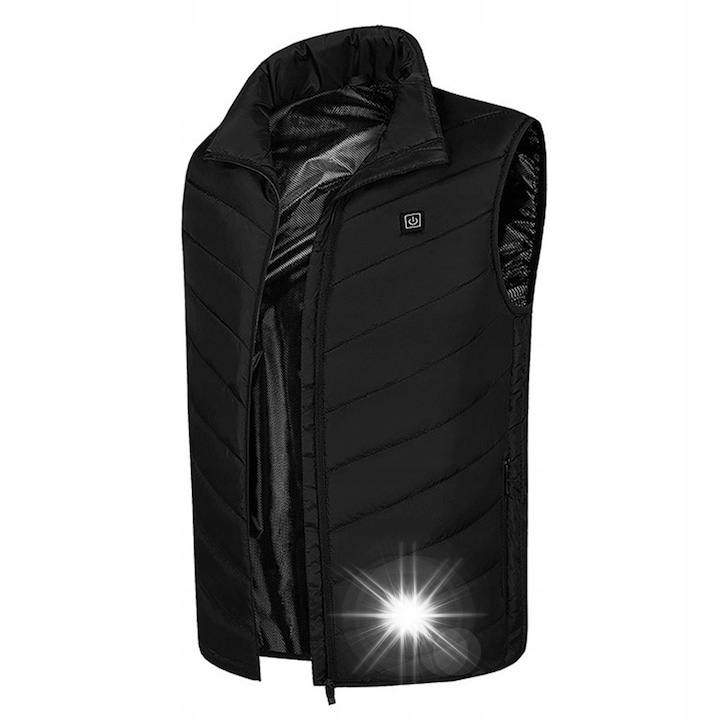 Електрическа отопляема жилетка Mozos HV1, 4 зони на нагряване, черна, L