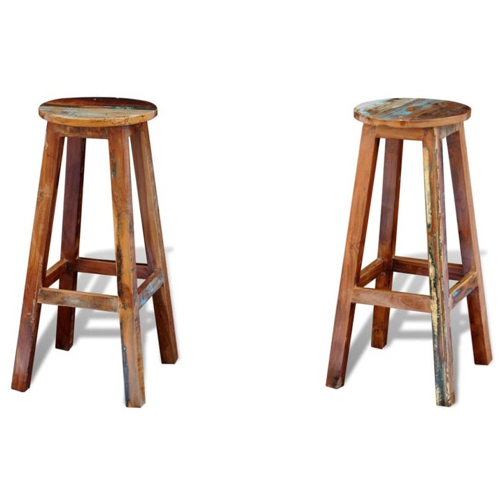 Scaun de bar, lemn masiv reciclat