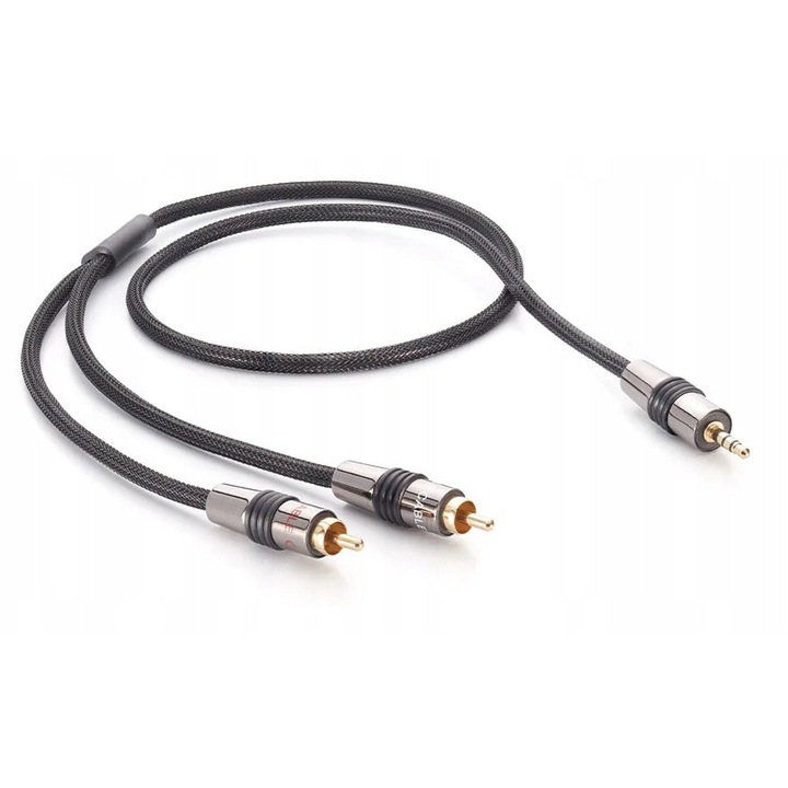 Аудио кабел Eagle Deluxe II Jack-2xRCA, 0,8м, с позлатени конектори, устойчив на повреди