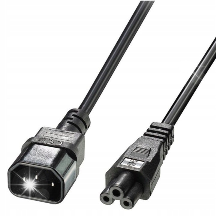 Prelungitor de alimentare Lindy, C14-C5, 5m, negru