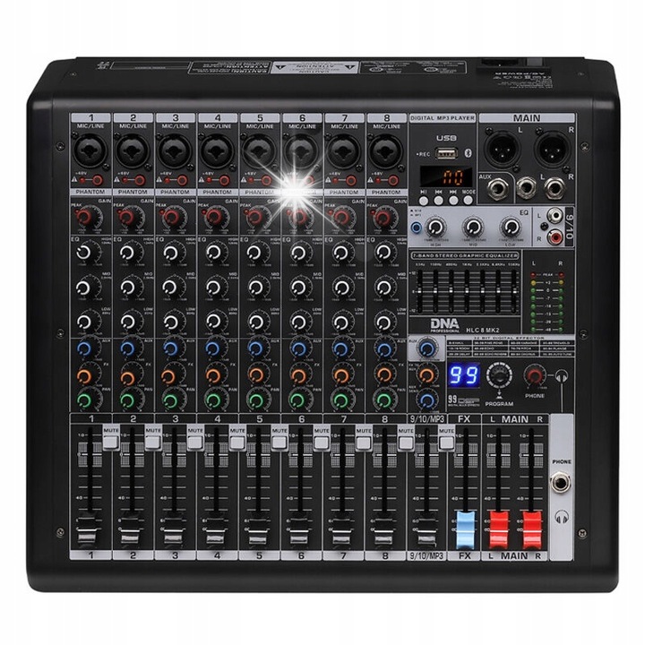 Mixer audio analogic DNA HLC 8 MK2, 8 canale, USB, Bluetooth, 38x35,5x8,7cm
