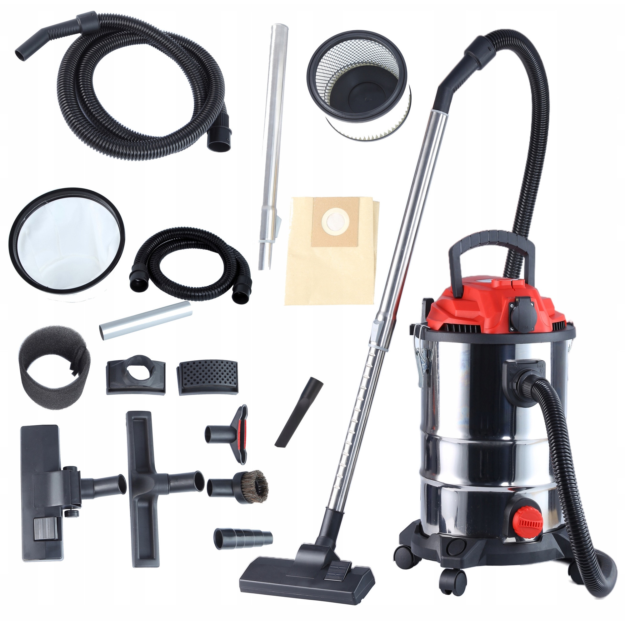Aspirator industrial Adler CR 7045, 6 functii, 25L, 3400W, 19m, inox