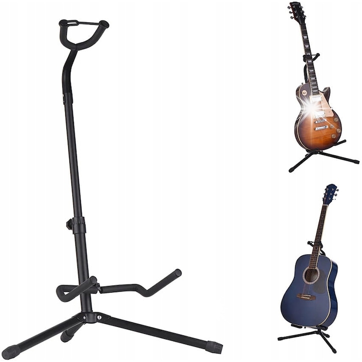 Stativ pentru chitara, Mozos GSONE, inaltime reglabila 66-76cm, material metalic, negru