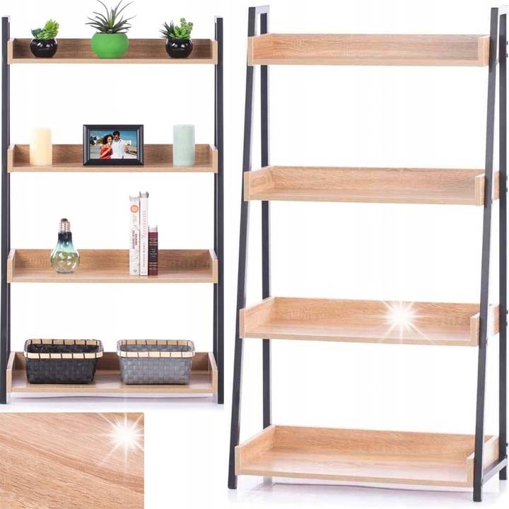 Raft HOMEDE LECCO, 5 niveluri, metalic, culoare maro deschis, dimensiuni 67x123,5x32cm, set de montaj inclus