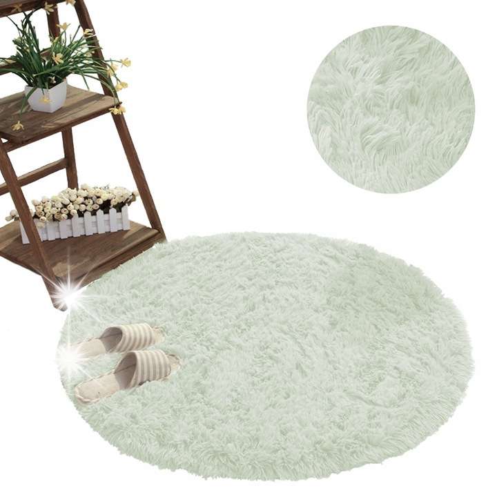 Кръгъл килим Shaggy 200 см, противоплъзгащ, полиестер, многоцветен