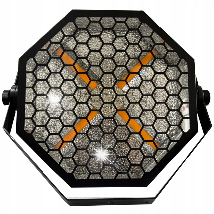 Reflector scenic vintage Evolights Lumeno X, 4x60W WW LED + 48x0,2 RGB LED, negru, 47,5x47,5x16,5cm