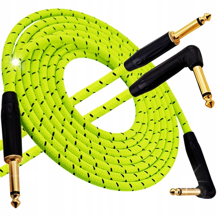 Cablu chitara, Red's Music, 5m, Jack 6,3mm, neon verde si negru