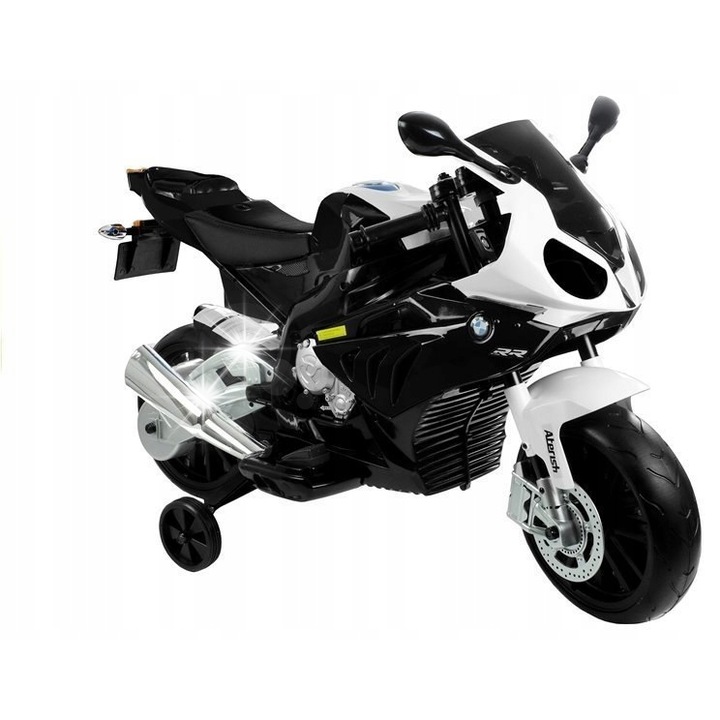 Електрически мотоциклет за деца BMW S1000RR, 2x45W, черен, 100x47x68см, комплект с аксесоари