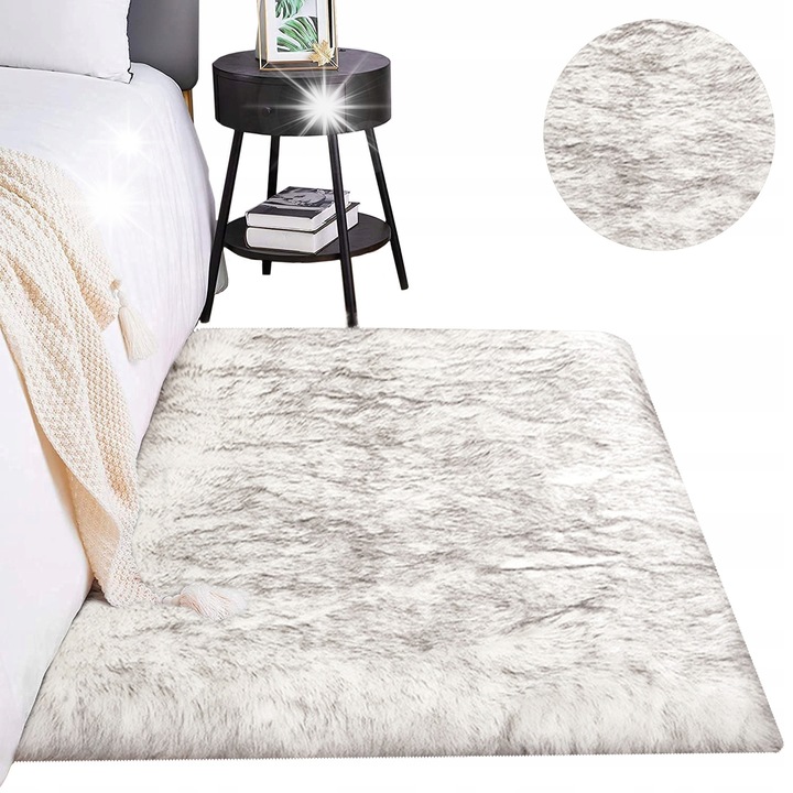 Килим Strado Sheep 180x200см, полиестер, антиалергичен, цвят NaturalSheep (Popiel)