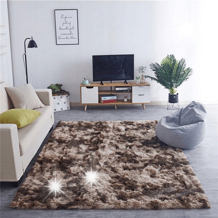 Килим Shaggy Strado Ombre Coffee 200x300cm, противоплъзгащ, 3,5cm дебелина, комплект