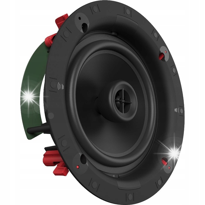 Boxa incastrabila tavan Klipsch DS-180CDT, 2-way, woofer 8" (20.3 cm) polipropilena, tweeter rotativ, 50W RMS/200W peak, 8 Ω, sensibilitate 94 dB, negru, decupaj 249x249 mm, adancime 113 mm, P/N 425393027