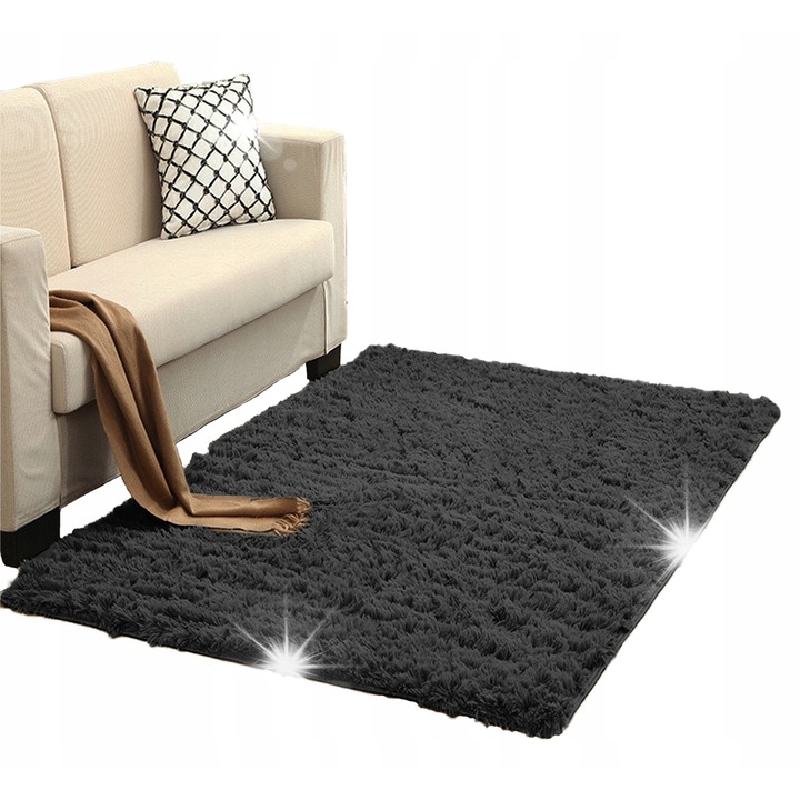 Килими Shaggy Strado 60x120cm GreyNight, мек, плътен, комплект